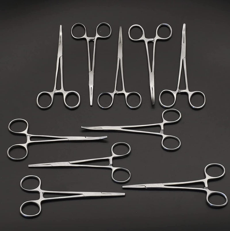 OdontoMed2011® 10 Assorted Kelly Locking HEMOSTAT Forceps 5.5" ODM (Silver) Silver