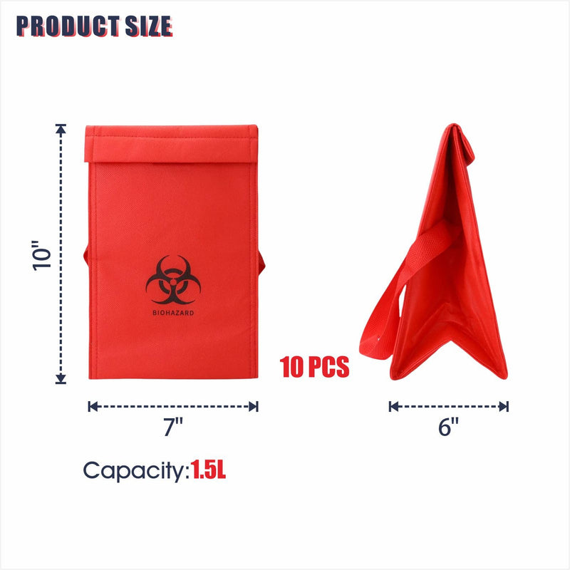 Med Specimen Transport Bag - Insulated Biohazard Cooler for Clinic and Lab, Reusable Specimen Tote with Handle, 7" L x 6" W x 10" H (10pcs)