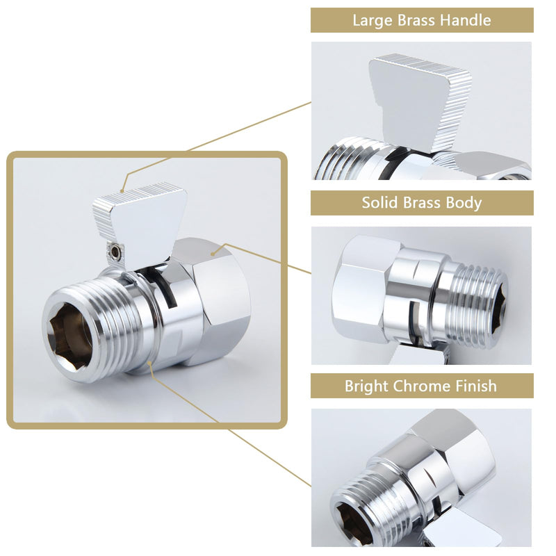 Shower Flow Control Valve, APLusee Brass Water Pressure Regulator with On Off Adjustable Switch Lever for Universal Shower Head and Arm, Chrome