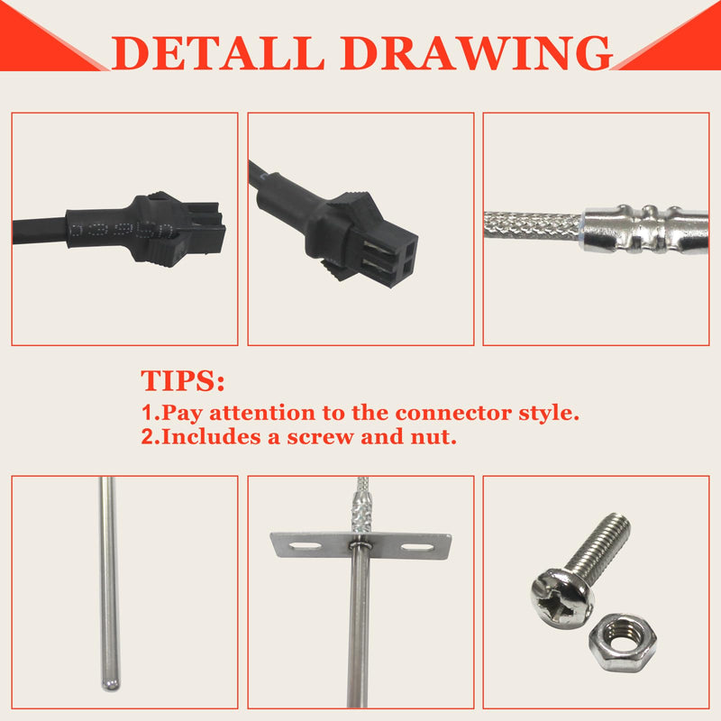 Replacement RTD Temperature Probe Sensor, Compatible with Pit Boss Pellet Grill PB1000XL-025-R00 V2 RTD Sensor Probe