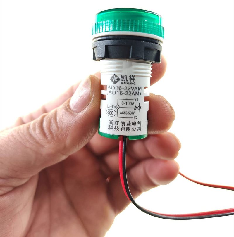3pcs AC Current and Voltage Indicator with Two-Digit Display, 22mm Round Head LED Multi-Function Measuring Instrument Monitor Green red Yellow V . A