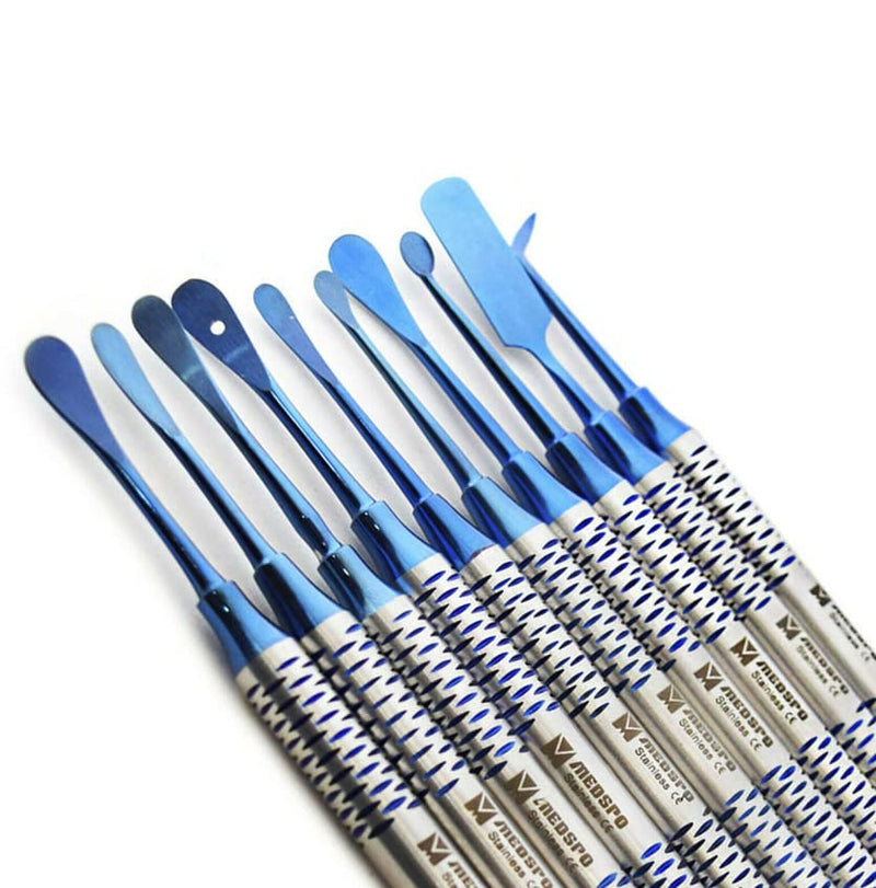 MEDSPO Professional Dental Elevators | Composite Restorative Implants | Luxating Filling | Surgical Root Extraction Spreading | Osteotome Periotome Instruments (Periosteal Elevator Blue Set of 10)