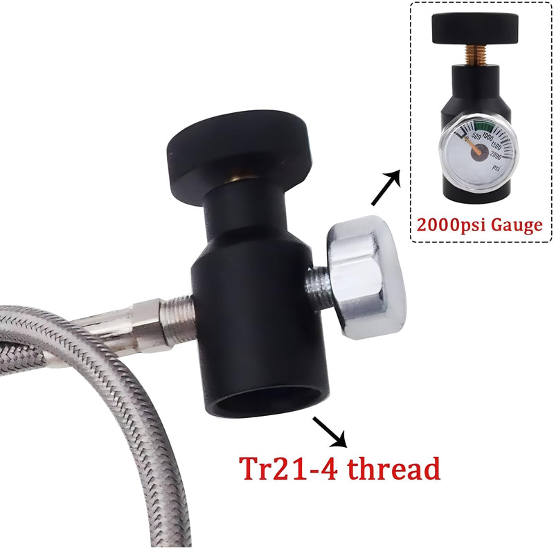 Soda Machine CO2 Cylinder Refill Adapter Hose Soda Maker Co2 Canister Refill Station for Filling Soda blue Co2 Bottle