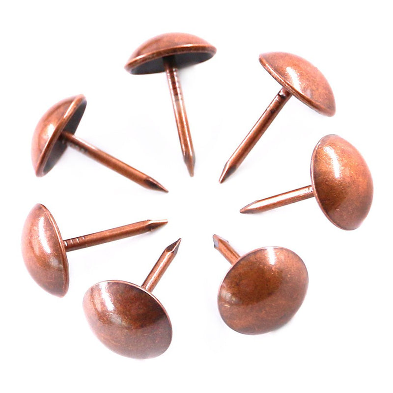 Hilitchi 200-Pieces 7/16''(11mm) Antique Tacks Nail Pins Upholstery Nail Tacks Furniture Thumb Tack Pins Assortment Kit (Red Copper) Red Copper
