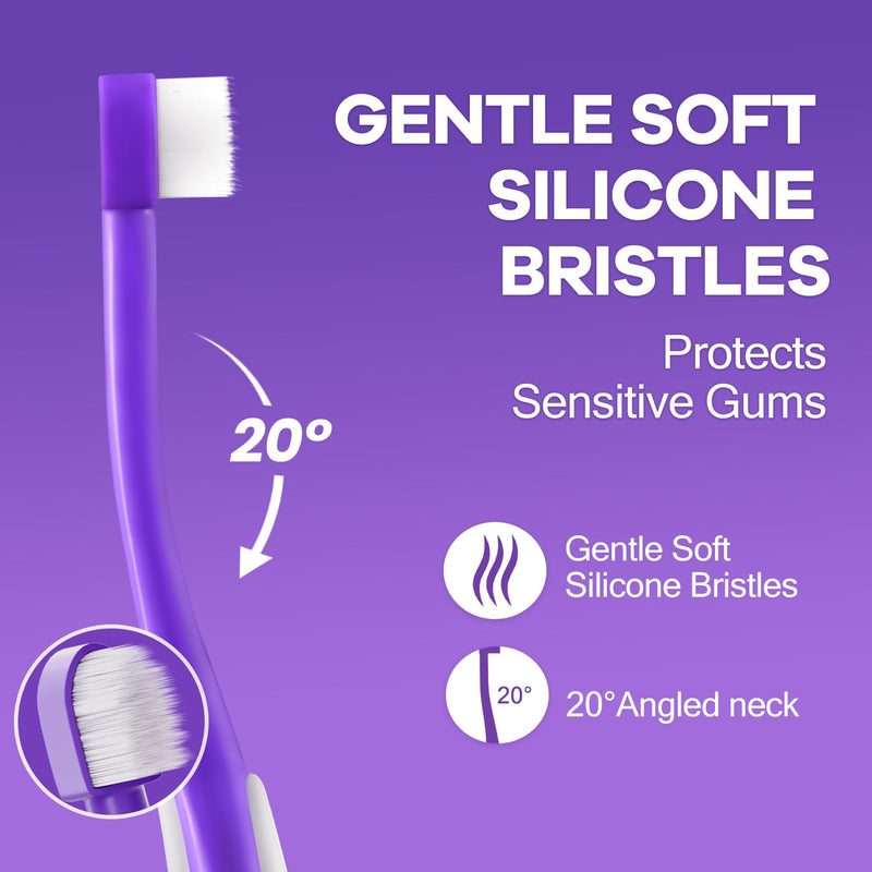 Zero-Pressure Pet Toothbrush for Cats & Small Dogs, Purple | Gentle Gum Comfort. Hygienic Standing Base. Soft Brushing Feel. Easy Daily Routine for Delicate Mouths. Ultra Soft