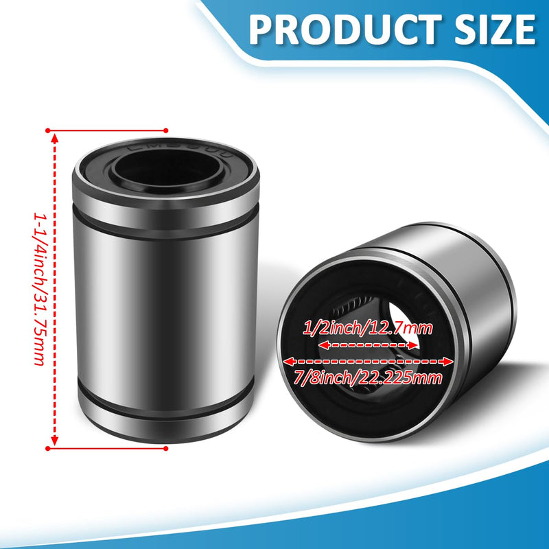 Linear Ball Bearings, SW8G 1/2" Inch Ball Linear Motion Bushing Double Side Rubber Sealed Rod Liner Shaft Parts for CNC Machine 3D Printer 1 Pack