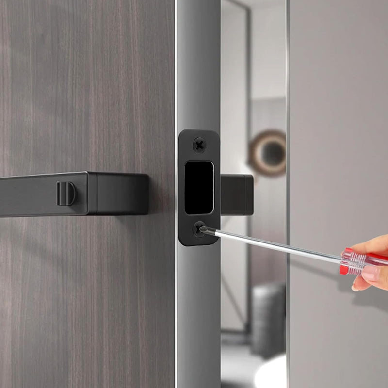 Deadbolt Strike Plate Black, 1" x 2-1/4" Round Corner Matte Black Door Strike Plate with Screws - 8 Pack