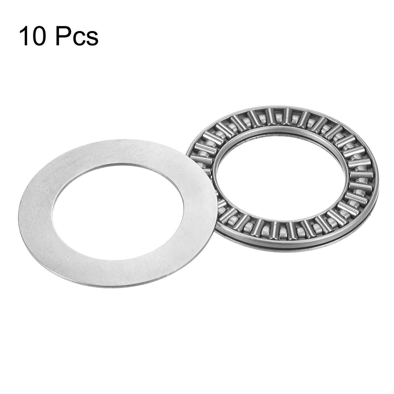 uxcell TC1625 Thrust Needle Roller Bearings with Washers 1" Bore 1-9/16" OD 5/64" Thickness 10pcs 1" x 1-9/16" x 5/64" 10