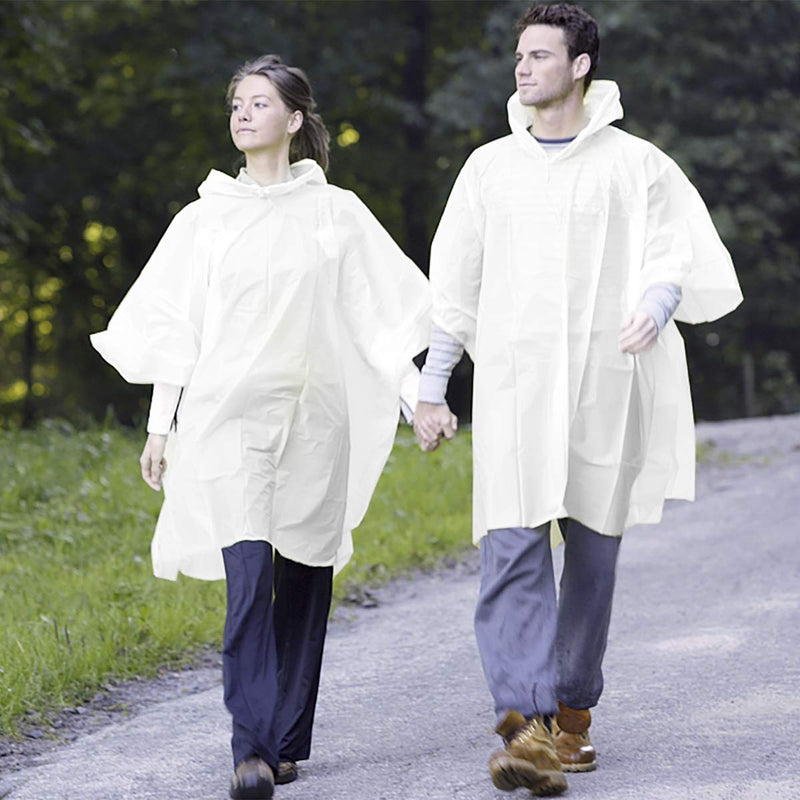 Rain Ponchos for Adults Disposable - Waterproof Lightweight (6 Pack) Rain Ponchos with Drawstring Hood 50% Thicker Material Emergency Rain Poncho Clear Color