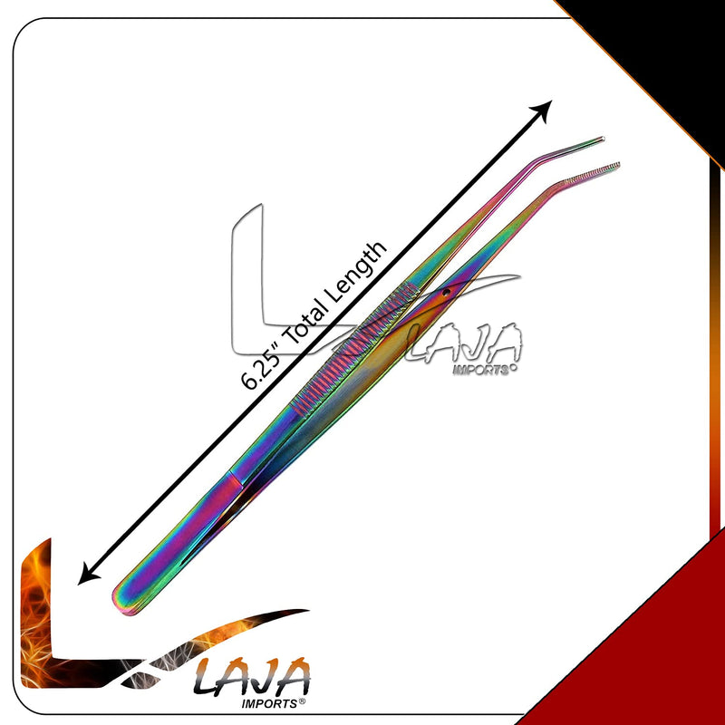 Dental Cotton Tweezers College Pliers Forceps Serrated Tip Stainless Steel Rainbow/Multi Instruments for Educational Use