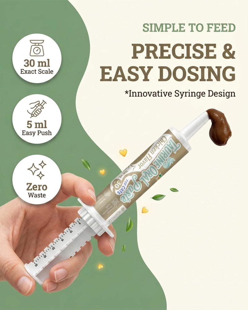 ACAPPELLA Chicken Flavor Lickable Paste Taurine for Cats - 30mL | Exact Dosage ; Easy-Squeeze Dispenser ; Mess-free