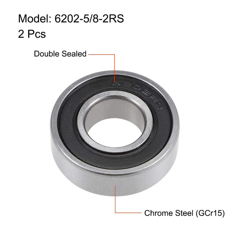 uxcell 6202-5/8-2RS Deep Groove Ball Bearing 5/8"x35mmx11mm Sealed Z2 Lever Bearings 2pcs 6202-12-2RS (Z2 Lever) (1Qty) - NewNest Australia