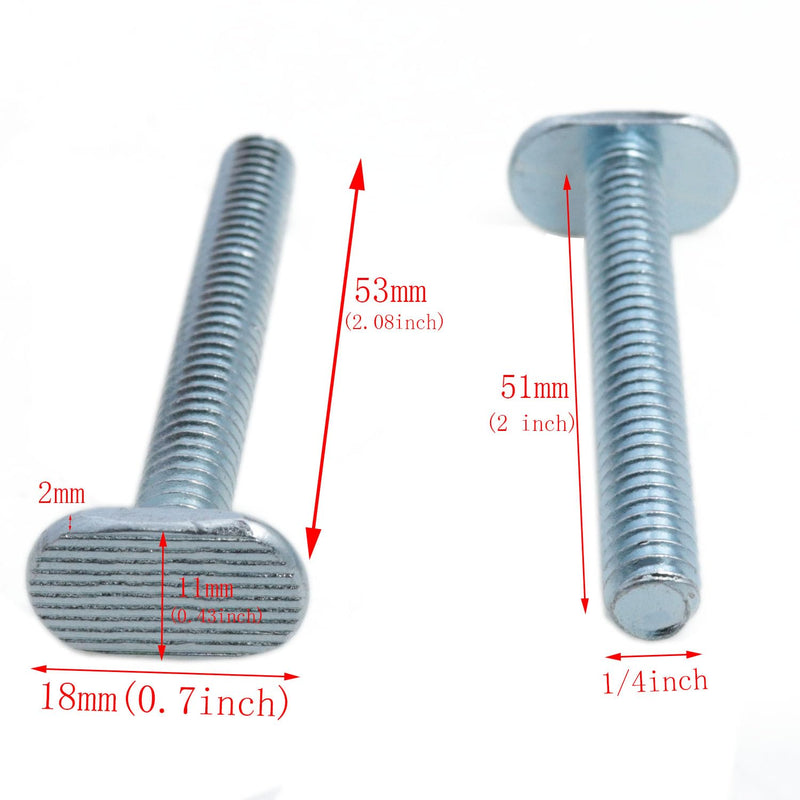 T Slot Bolts 1/4"-20 T Track Bolts T Bolts T Slot Hardware T-Rail Fittings for Woodworking Fixtures and Fixed Installation 10PCS