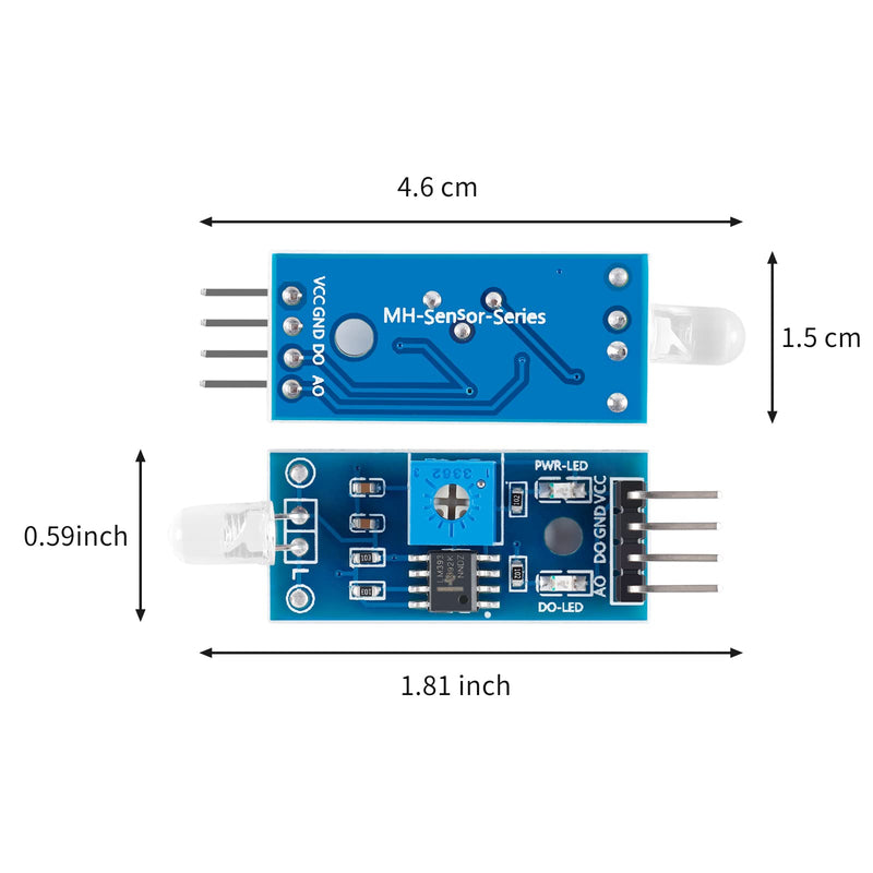 Photodiode Sensor Module, 4 Pins Photodiode Sensor Module, 5mm Photodiode Module, for Digital Light Brightness Detection, Photosensitive Sensor Module for Arduino(10PCS)