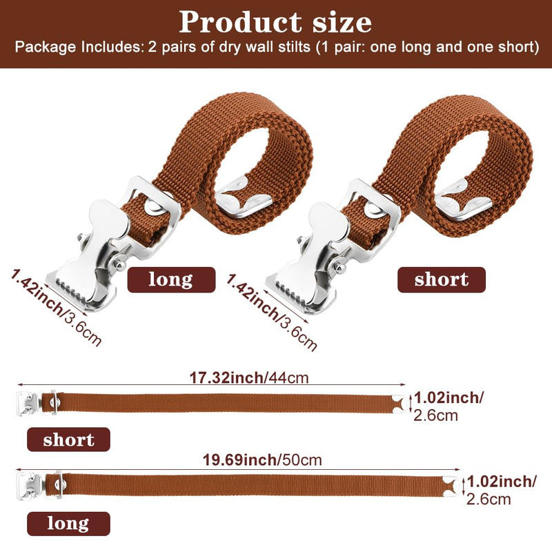 4 Pack Drywall Stilts Straps Comes with Screws and Spacers, Adjustable Double-Buckle Leg Fixation Strap Kit, Universal Fit Drywall Stilt Replacement Part Straps 4 Reddish Brown
