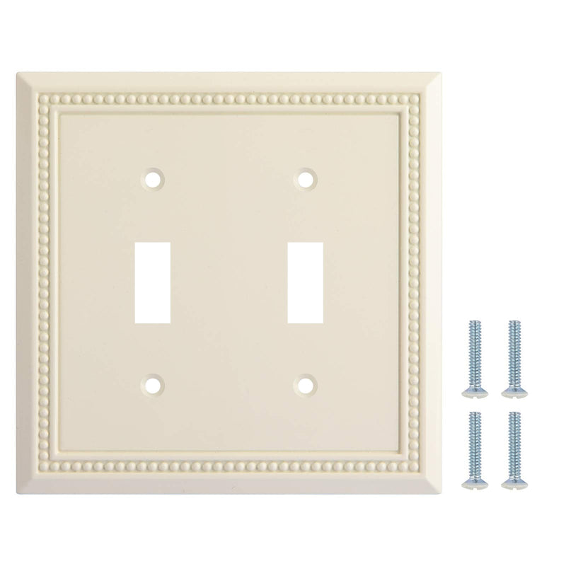 Henne Bery Sunken Pearls Heavy Duty Decorative Wall Plate Switch Plate Outlet Cover, Durable Solid Zinc Alloy (Double Toggle, Light Almond) Double Toggle