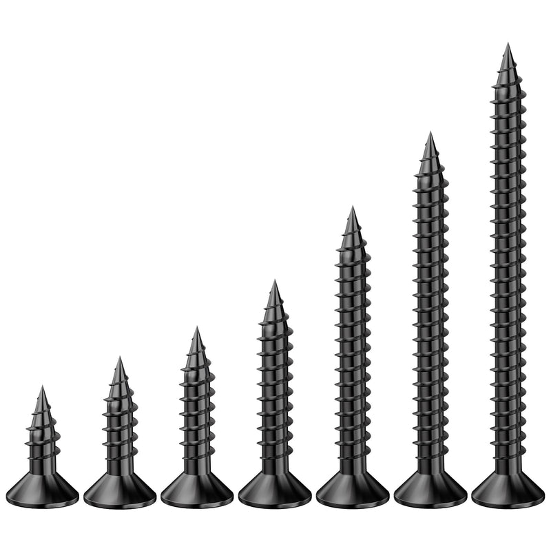 (300Pcs) #8x1-1/2" Black Wood Screw Quick Metal Self Tapping Flat Head #8x1-1/2"
