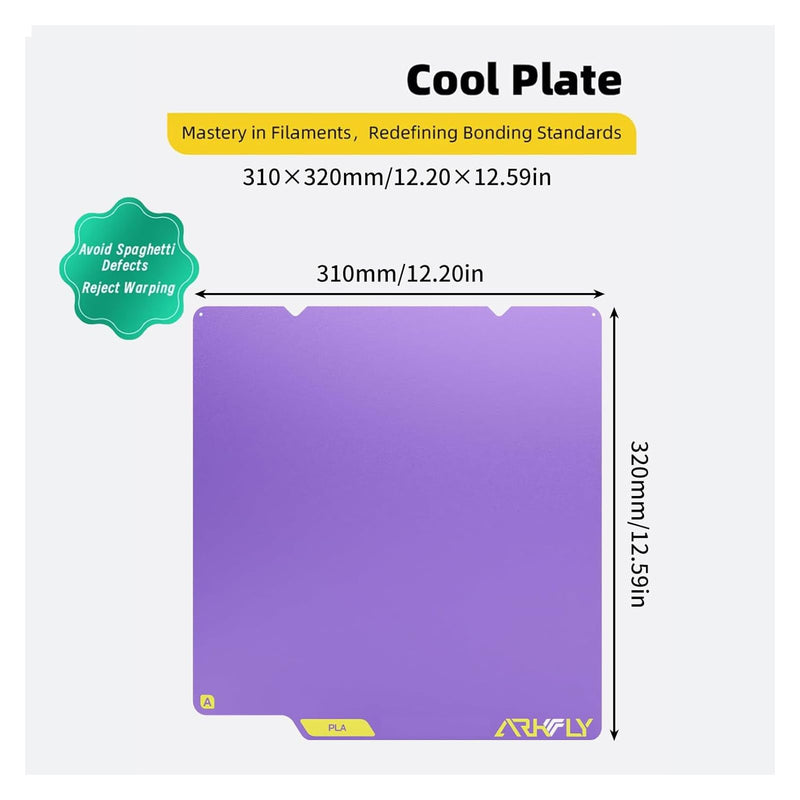 FYSETC Upgraded Build Plate for Qidi Plus4: 320 * 310 mm Conweb Cool Print Bed Dual Texture PEI Sheet Special for PLA Keep Printing 720H Saving Energy 42kwh - Purple
