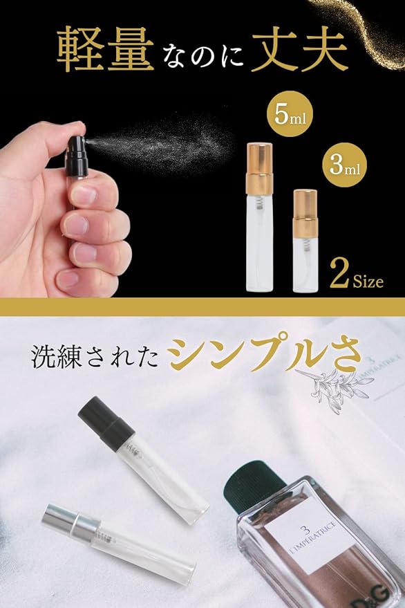 [Kai La Nalu] Atomizer Perfume Refill Bottle, 0.2 fl oz (5 ml), Perfume Container, Portable Use, Divided Container, Glass, Set of 5 (Gold) - NewNest Australia