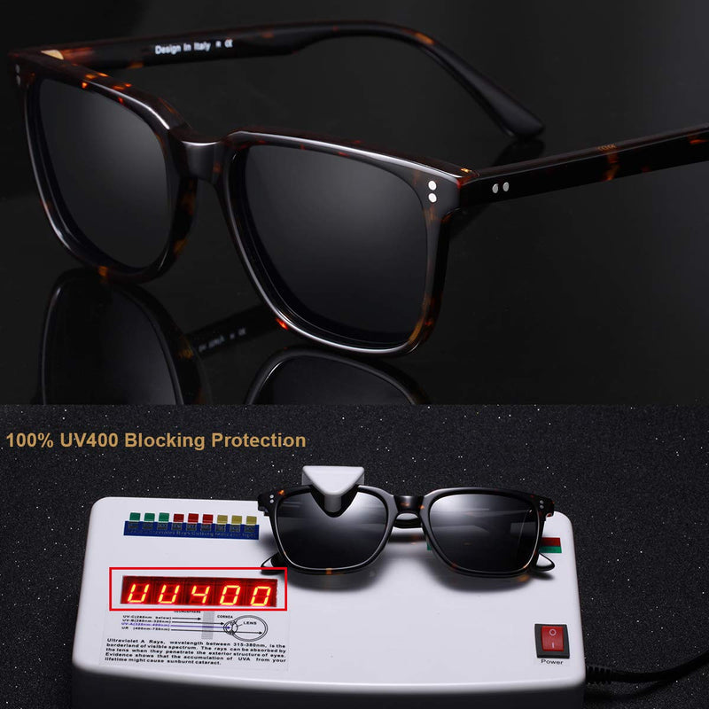 CARFIA Polarized Men's Sunglasses UV400 Protection for Driving Fishing Cool Man Acetate Shades CA5354L 1. Tortoise Frame Grey Lens Multicolor
