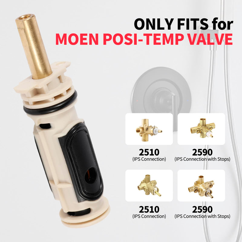 Upgrade 1222 Cartridge Replacement Kit with Removal Tool 104421 & Handle Adapter 116653 - Compatible with Moen Posi Temp Tub/Shower Faucets, Durable Brass Construction (Upgraded)