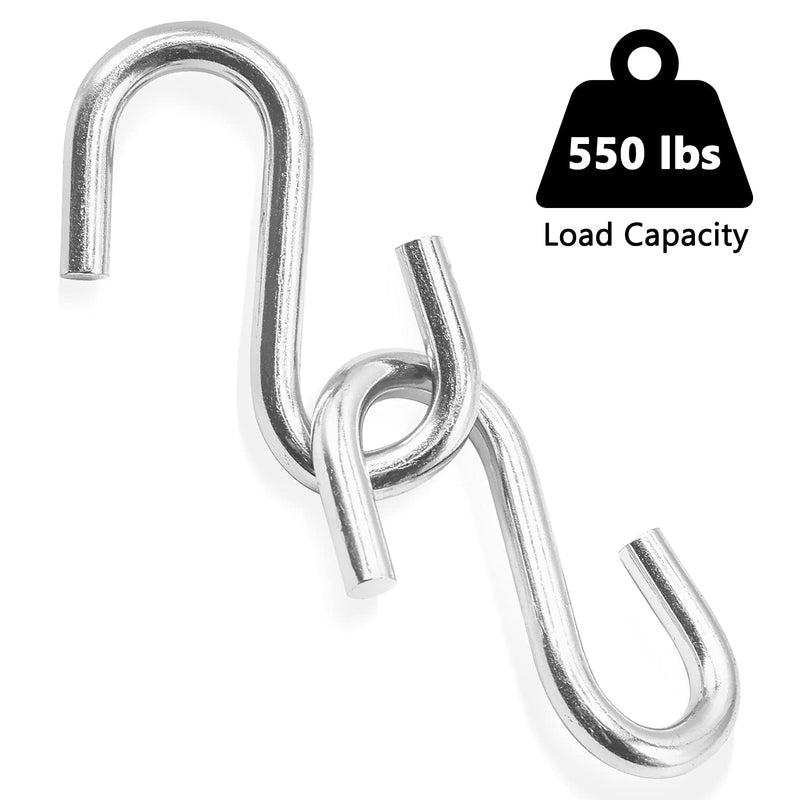 Bathonly 2 Packs S Hooks Heavy Duty, 3 Inch Rustproof Large S Hooks for Hanging, Hammock Hooks Hardware, Hanging Kitchenware, Load Capacity 550 LBS