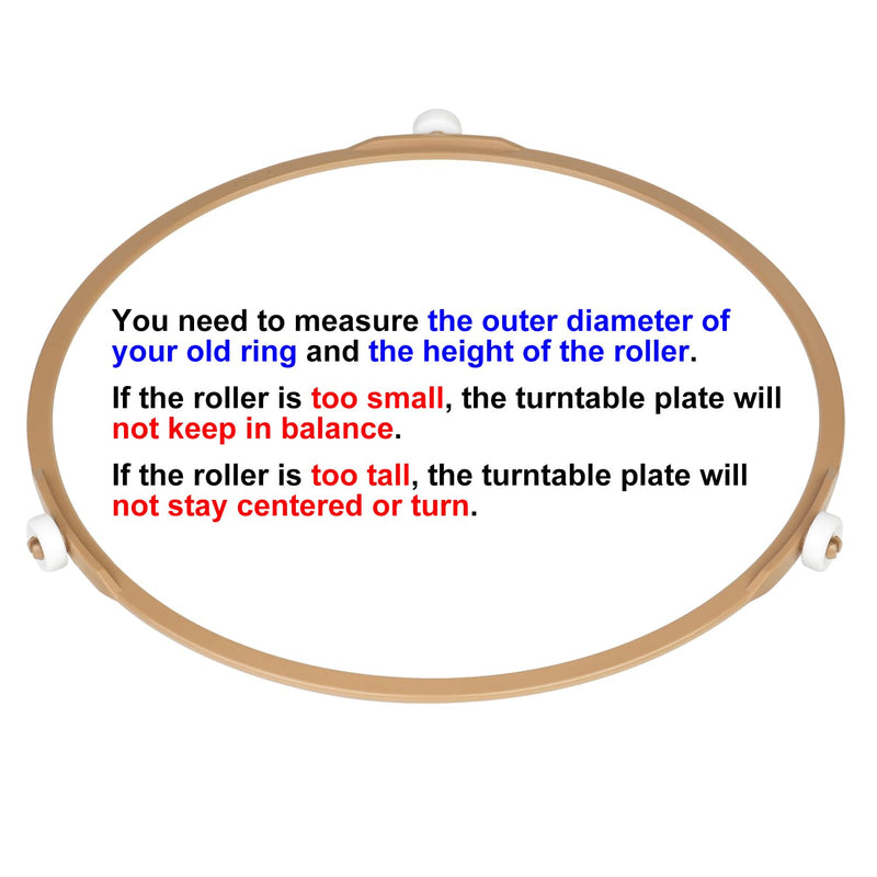 8.8" Microwave Turntable Ring with 15 mm Rollers, Microwave Oven Tray Support, Glass Plate Rotating Roller Ring, Ring Outer Diameter 8.8 inches (22.2 cm), Roller Height 15 mm
