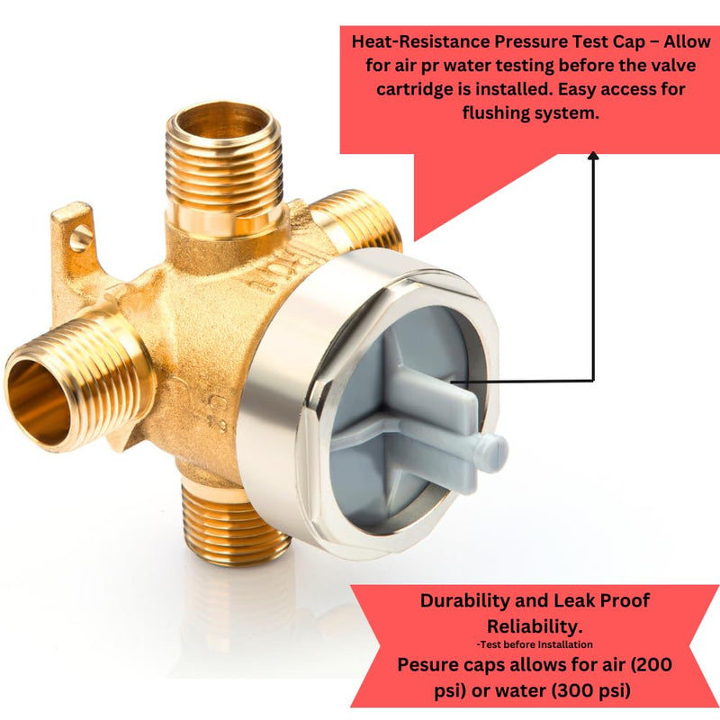 R11000 Shower Diverter Rough-in Valve for 3-Setting or 6-Setting Custom Shower Faucet Diverter Trim Kit, Fully Brass Construction