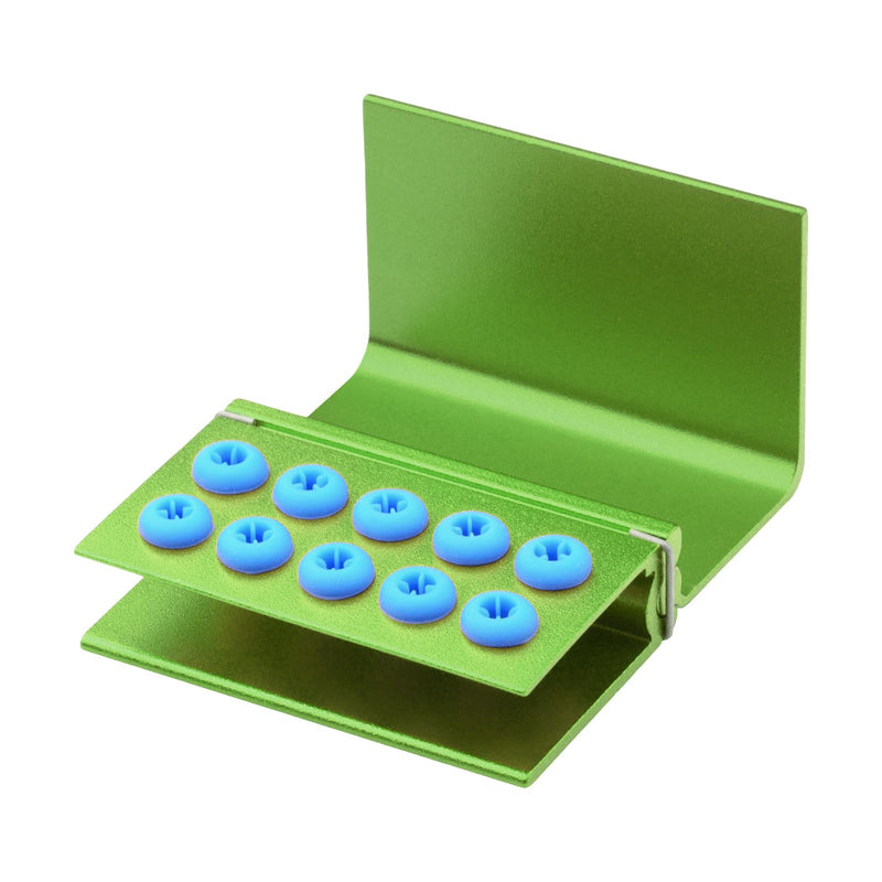 5pcs 10 Holes Dental Burs Holder Block Case with Blue Silicone Dental Autoclavable Burs Holders (Green) Green