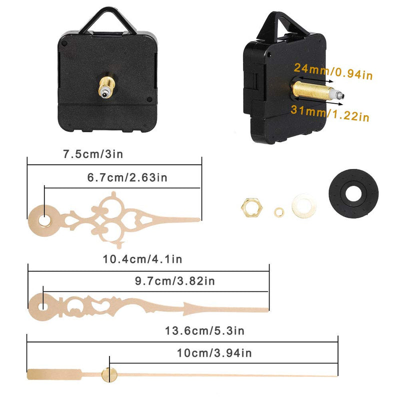 High Torque Clock Replacement Movement,Clock Movement Metal Clock Needle Kit,31MM Long DIY Repair Quartz Wall Clock Movement,8 PCS