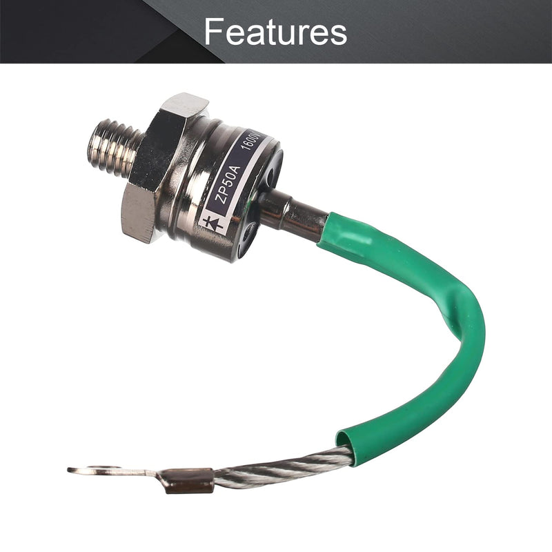 Fielect Helical Rectifier Diode Electronic Silicon Diodes 50A 1.6KV Peak Repetitive Reverse Voltage ZP 12mm Reverse Green 1Pcs