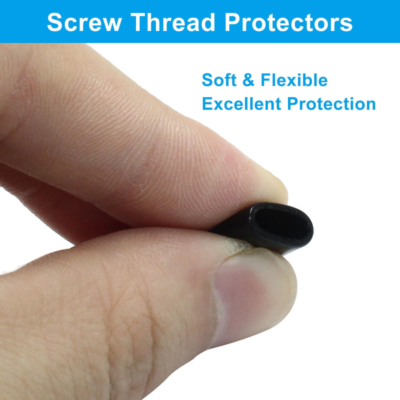60PCS Vinyl Flexible Rubber End Caps, 6mm ID ID Bolt Screw Thread Protectors (Black) Black 60