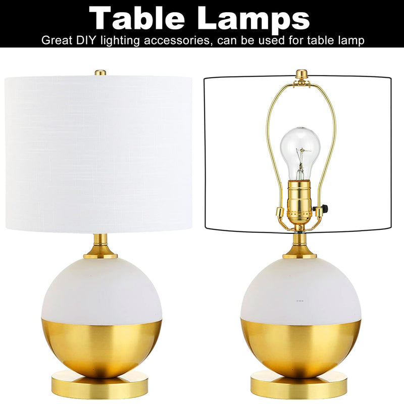 8 Inch Lamp Harp - 2 Set, Detachable Lamp Shade Holder for Table and Floor Lamps, Heavy Duty Lamp Shade Bracket with 3/8 Standard Saddle and Lamp Finial, Polished Brass 8 Inch
