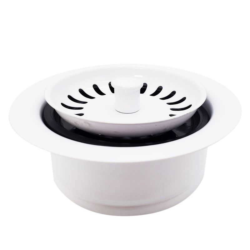 Westbrass CO2165S-50 COMBO PACK 3-1/2" Post Style Large Kitchen Sink Basket Strainer and Waste Disposal Drain Flange with Basket Strainer, Powder Coat White