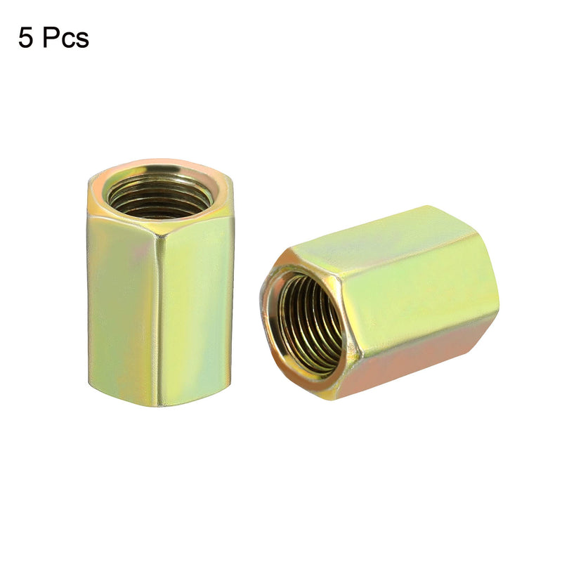 MECCANIXITY Hex Coupling Nuts M10 x 1mm Fine Thread 20mm Length Sleeve Stud Rod Adapters Pipe Connectors Colorful Pack of 5