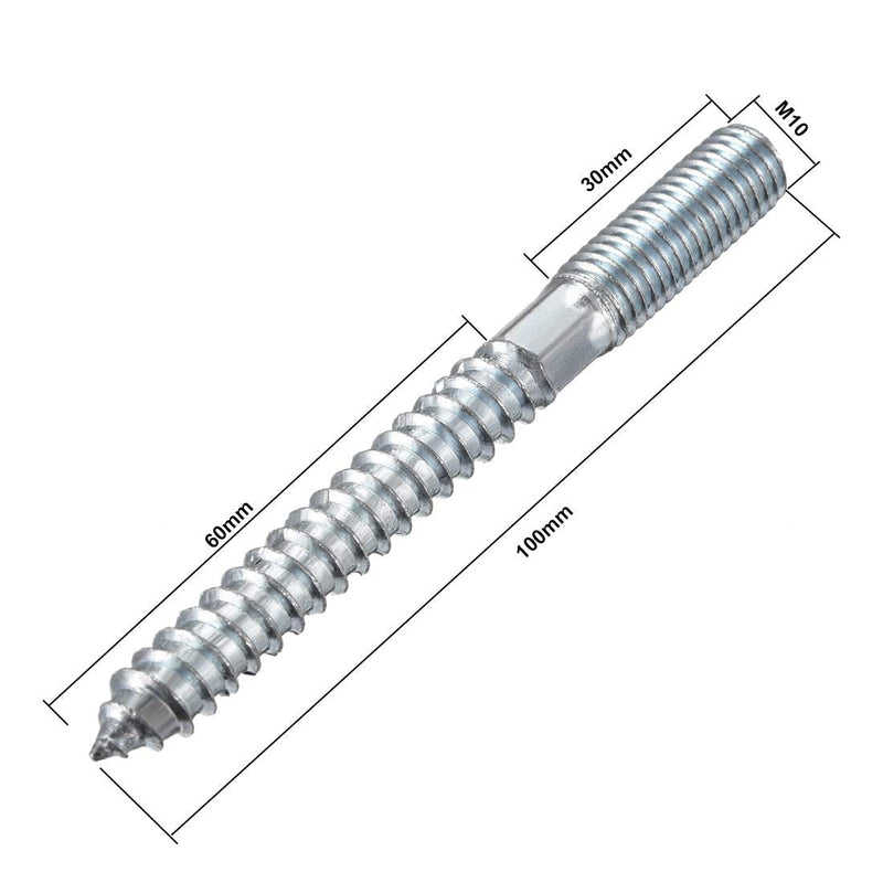 uxcell M10 Hanger Bolts Length 4"(100mm) Double Headed Bolts Self-Tapping Screw 10mm Wood Joint Furniture Legs 8pcs M10x100mm 8