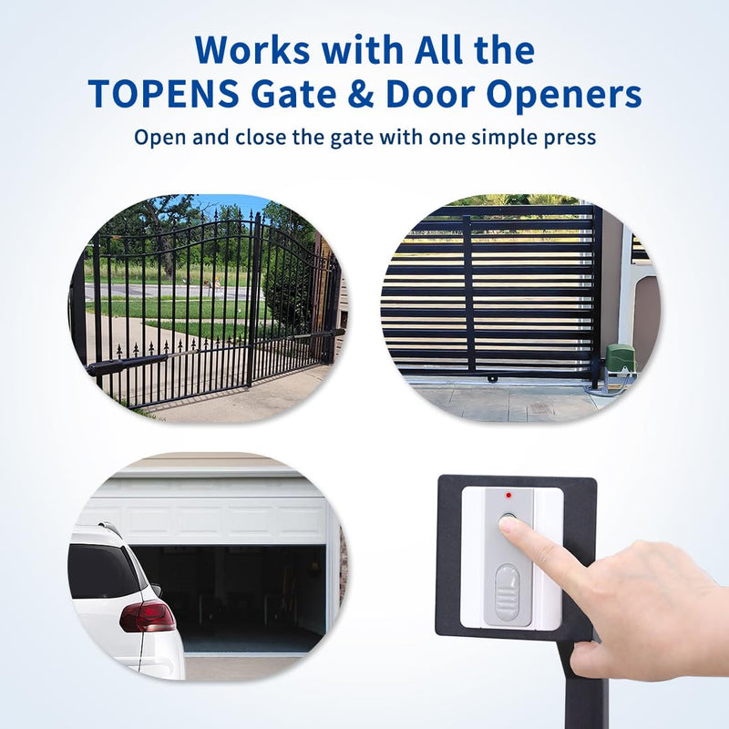 TOPENS TC173 Wireless Push Button for Automatic Swing Sliding Gate Opener Garage Door Opener Surface Mounted Portable Switch Security Gate Operator Accessory