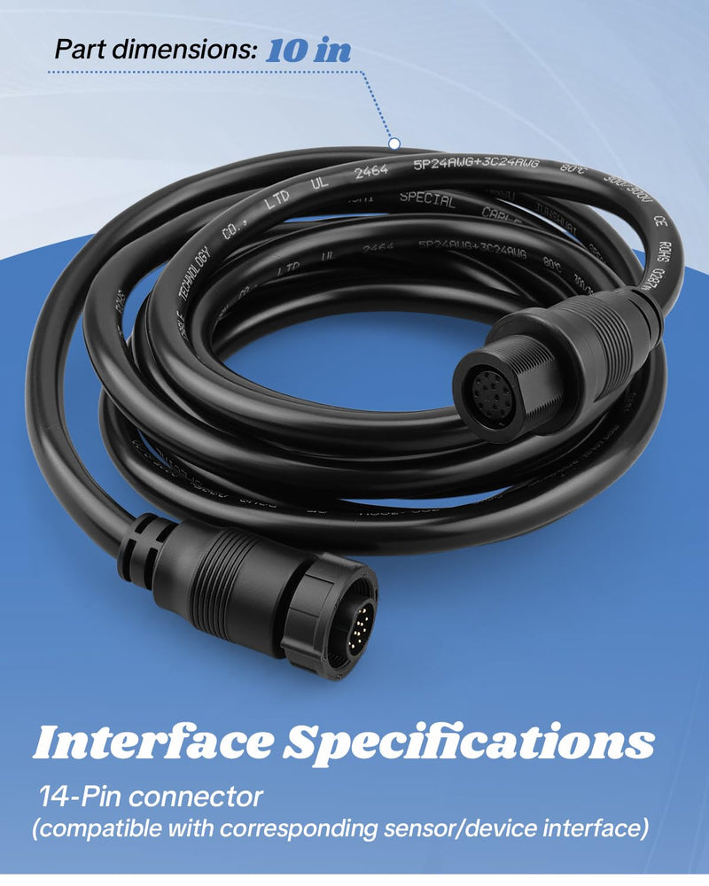 720106-1 EC M3 14W10 Transducer Extension Cable Fit for Humminbird XPLORE/APEX/SOLIX Series, Fit for Built-in MEGA Imaging On Select Minn Kota Trolling Motors