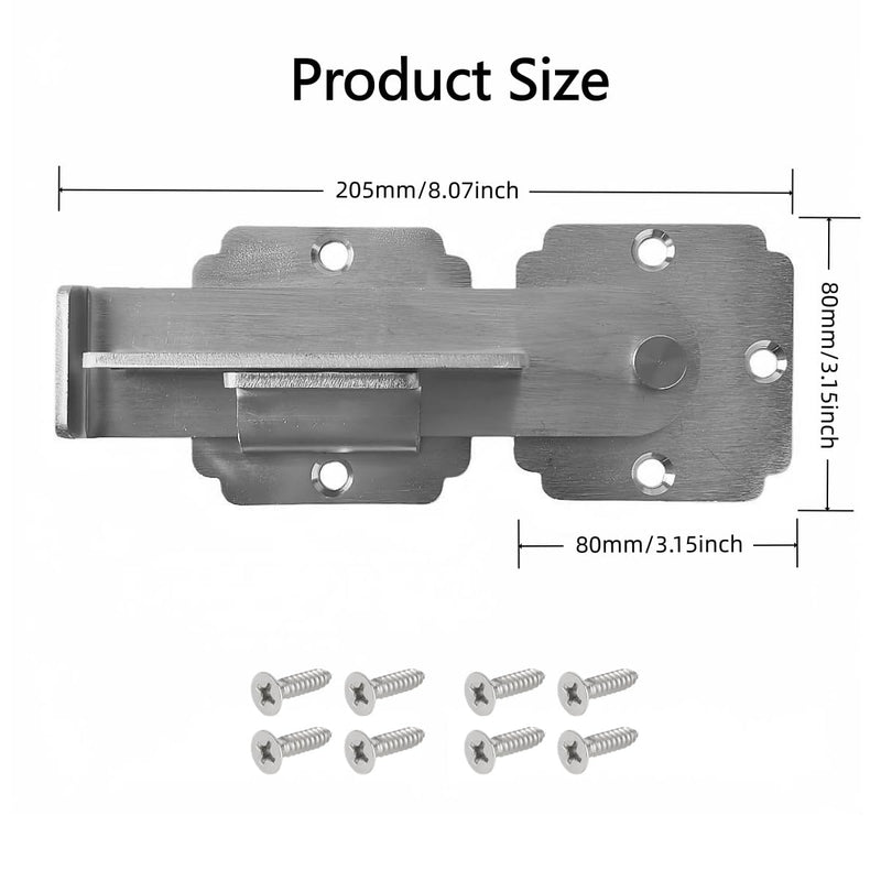 Flip Gate Latch Lock with Padlock Hole, Heavy Duty Stainless Steel Door Latch for Outdoor Wooden Fence, Swing Open Gate, Double Gate, Barn Door, Shed, Vinyl Fence, Yard (Silver (1 Pcs)) Silver (1 Pcs)