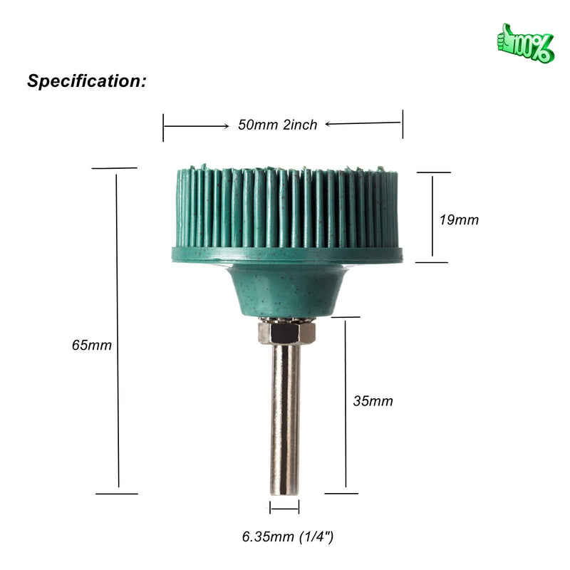 4PCS 2" Bristle Discs Green Brush Disc Grade with 1/4" Shank Attachment Abrasive Coating Removal Disc, 50# Grit Grade Bristle Sanding Disc Bristle Brush Disc Bristle Rubber Abrasive Brush
