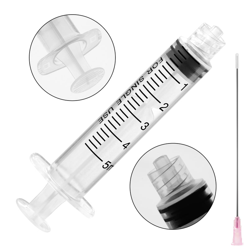 Otwooi 5ml Syringes with 18 Ga Blunt Tip, Precision Liquid Dispensing, for Oil or Glue Applicator, Refilling Ink Cartridges (5 Pcs) 5