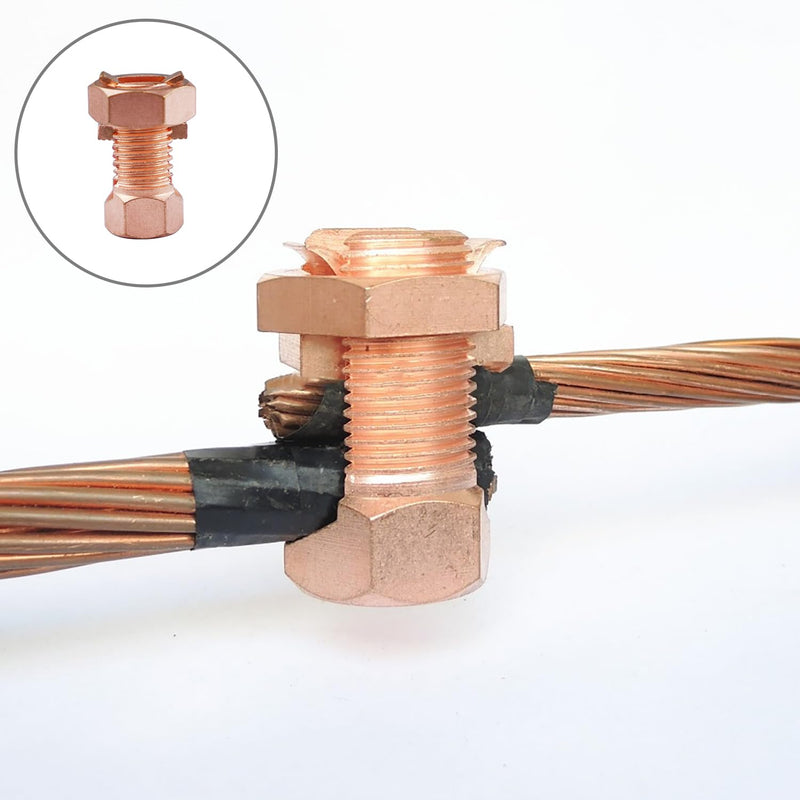 Split Bolt Connector High Strength Copper Grounding Clamps for Completing Ground Bonding to Bare Wires TJ-16 (6 PCS) 6 PCS