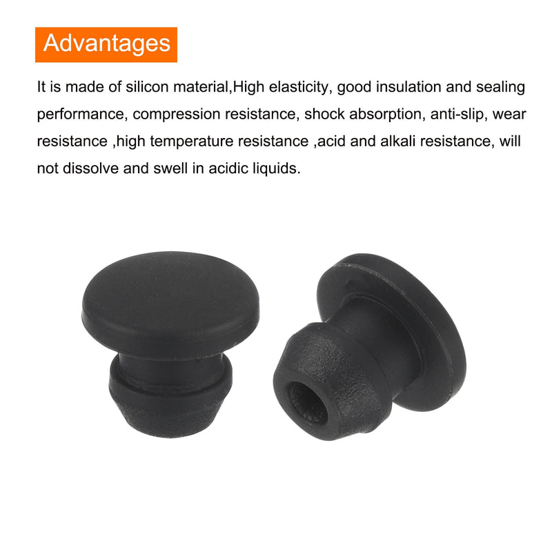 MECCANIXITY Silicone Snap in Locking Hole Plugs,Rubber Panel Seal Cover Flush Type Panel Round for Kitchen Rubber Bulkheads Waterproof Sealing Plugs 5.5mm/0.2 Inch Diameter Black,Pack of 10
