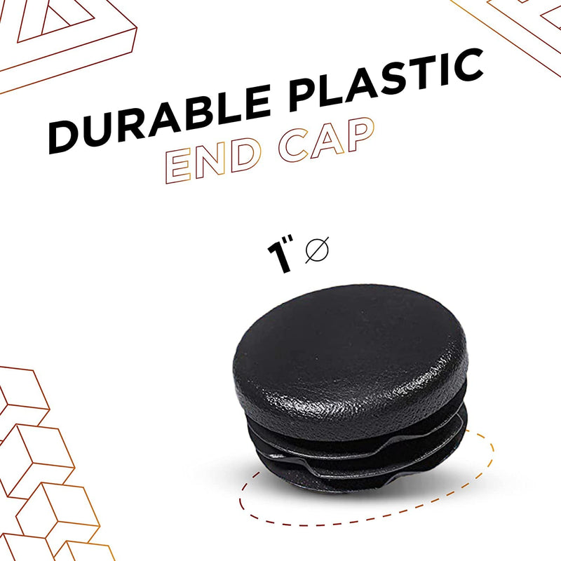 Prescott Plastics 1" Inch (25.4 mm) Round Plastic Hole Plugs, Inserts, Black End Caps for Metal Tubing, Hardware Plug, Fences, Glide Protection from Chair Legs and Furniture - Pack of 4 1" 4 Pack