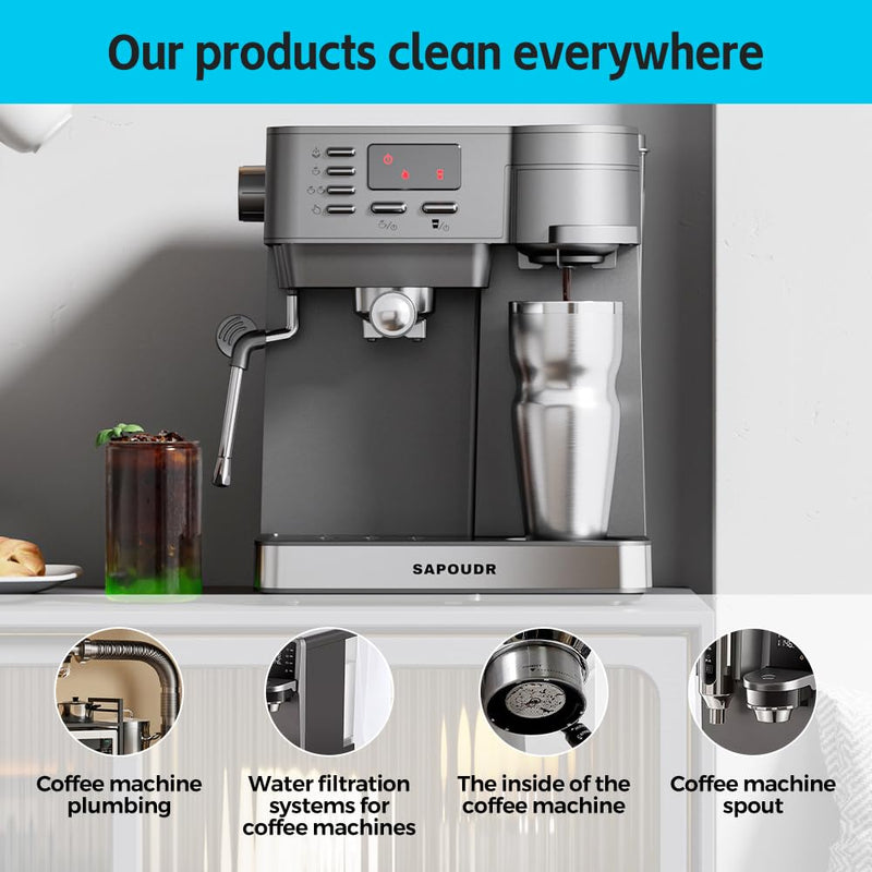 Y-Kelin Coffee Maker Cleaner And Descaler Tablets - 12Count Descaling & Cleaning Solution for Coffee Makers, Pot, Espresso Machines Removes Stains & Oils