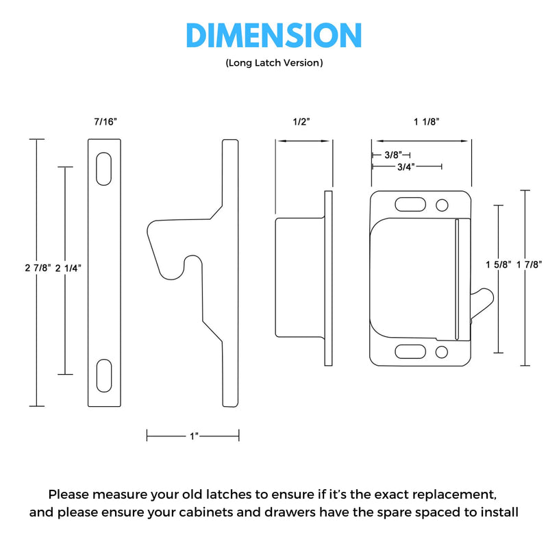 RV Drawer Latches and Catches, 6 Pack RV Cabinet Door Latches and Catches, 10 Pull Force Latches for Home and Cabinet Doors, Ideal for RV, Camper, Motor, Home, Trailor