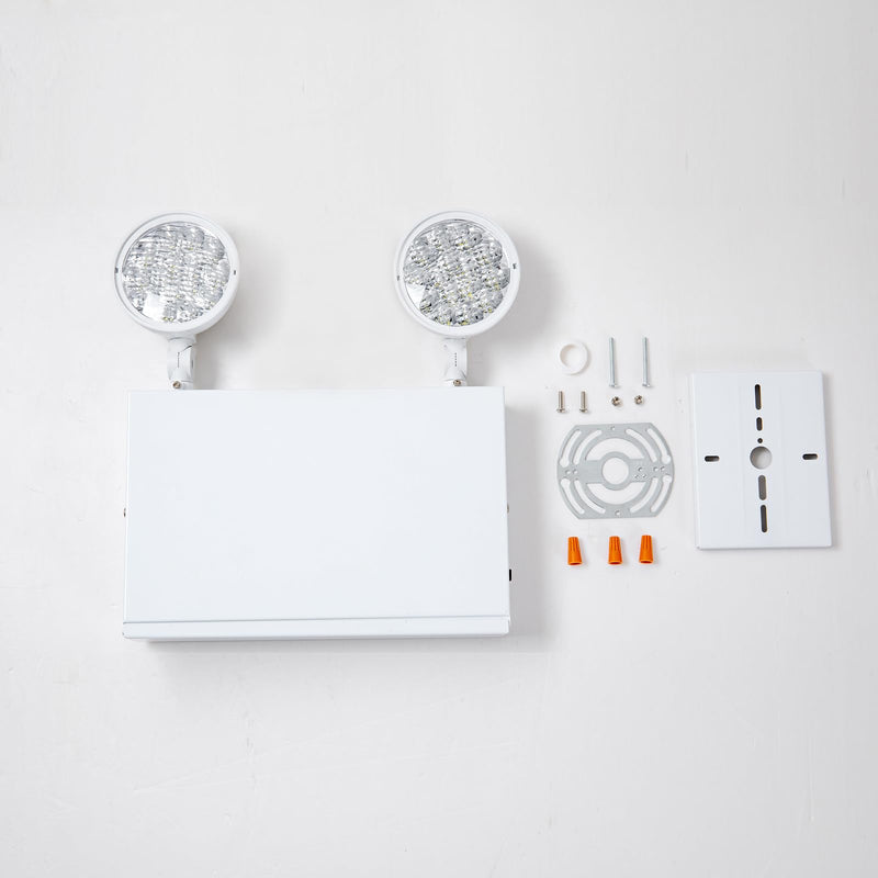 TANLUX New York City Approved Emergency Light, Emergency Lights with Battery Backup, White Steel Housing, AC 120/277V, Two Heads NYC Emergency Light With 2 Heads