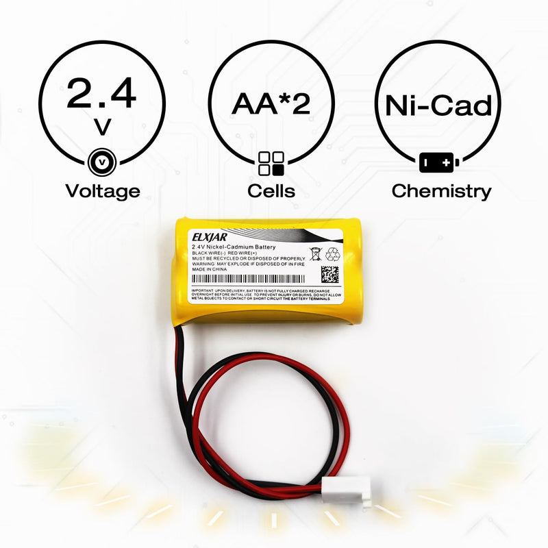 (2-Pack) 2.4V 800mAh Ni-CD Battery Pack Replacement for Dual-Lite 0120822, Dantona Custom-7, LITHONIA ELB-2P41N (CUSTOM-29), ELB-4804N (CUSTOM-241), Custom-276, OSA030 Exit Sign Emergency Light