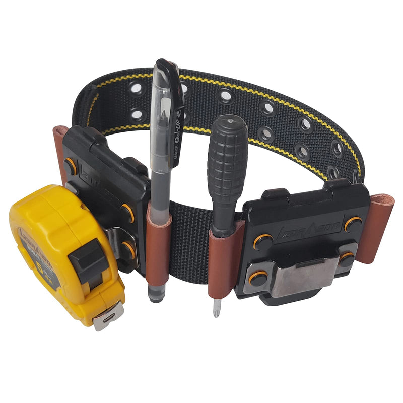 Tape Measure Holder, Drill Holster, Tactical Cordless Tool Belt Clip Holder, Holster with Belt Clip Hook,Small Electrician Tool Pouch with Clip Holster. Black Drill Holder with leather Pen holder