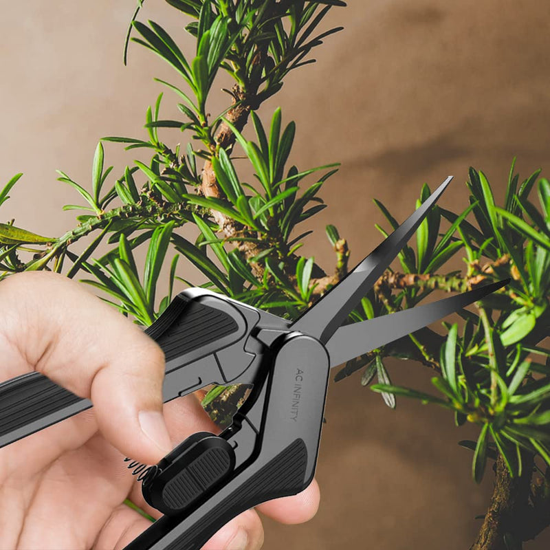 AC Infinity 6.6” Stainless Steel Curved Pruning Shear 2-Pack, Lightweight Ergonomic Design, Curved Precision Blades with Nonstick Titanium Coating for Gardening, Hydroponics, Grow Tents Silver 6.6 Inch (Pack Of 2)